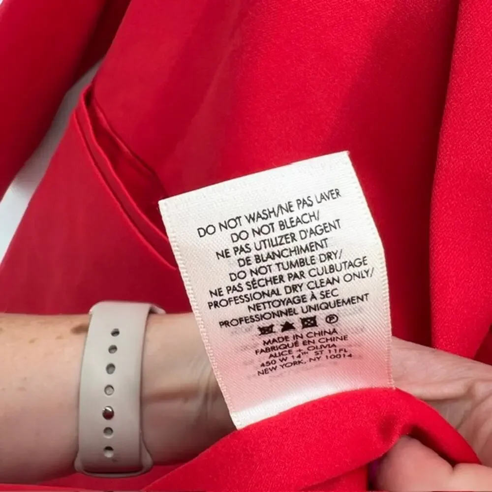 Alice + Olivia Denny Boyfriend Blazer Womens 8 Red Oversized Notch Professional - Picture 7 of 9